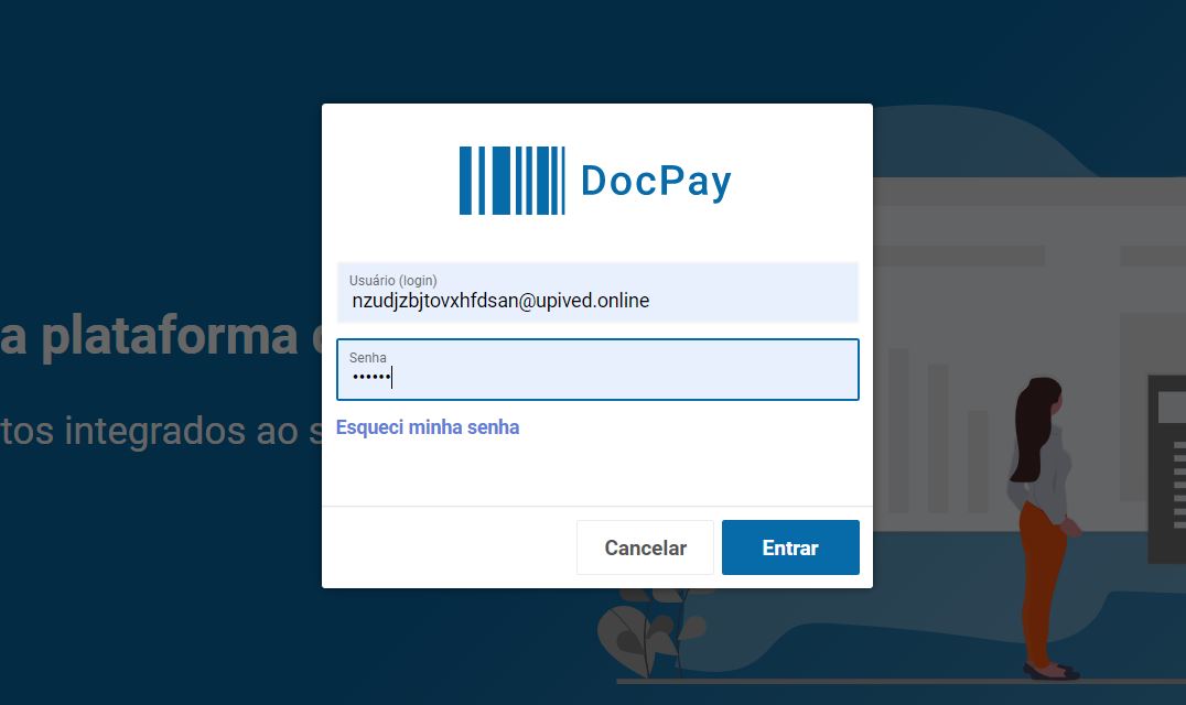 Dados de usuário e senha